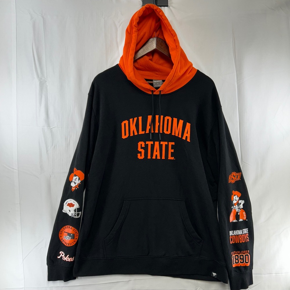 Fanatics Oklahoma State Cowboys Hoodie Mens XL Black Orange Graphic Pullover